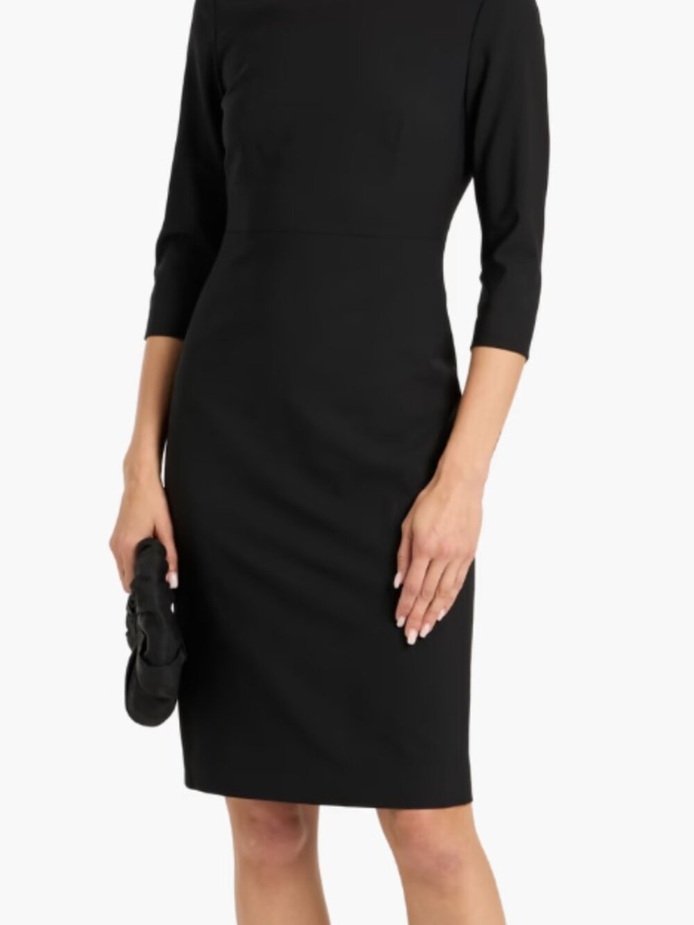 Theory Varetta Three-Quarter Sleeve Stretch Wool Dress in Black